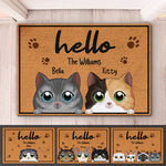 Custom Cat Family Welcome Decor - Personalized Doormat