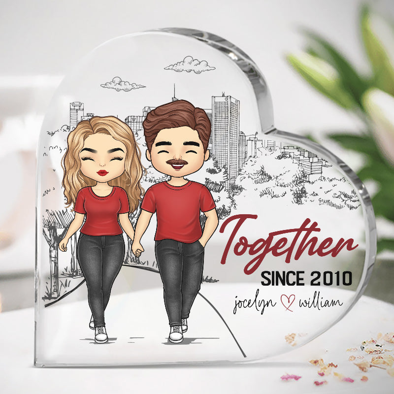 Happily Together Since - Couple Personalized Custom Heart Shaped Acrylic Plaque - Gift For Husband Wife, Anniversary