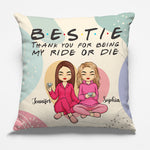 Custom Name Bestie Ride or Die Gifts for Best Friends - Personalized Pillow