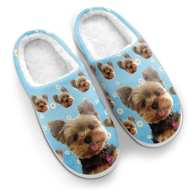 Yorkshire Terrier Dog Lover Gifts with Daisies - Fluffy Slipper
