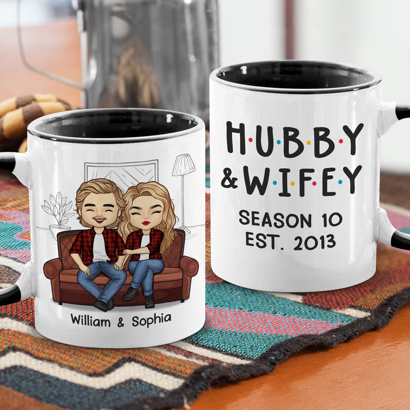 Hubby And Wifey - Couple Personalized Custom Accent Mug - Gift For Husband Wife, Anniversary