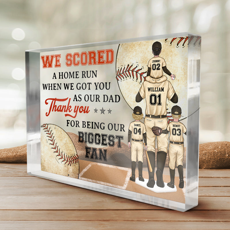 I Scored A Home Run When I Got You As My Dad - Family Personalized Custom Rectangle Shaped Acrylic Plaque - Birthday Gift For Dad