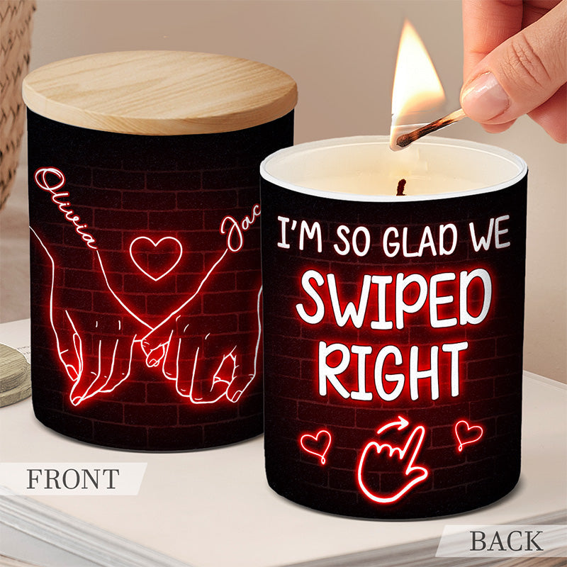 Custom Name Swiped Right Couple Gifts - Personalized Scented Candle