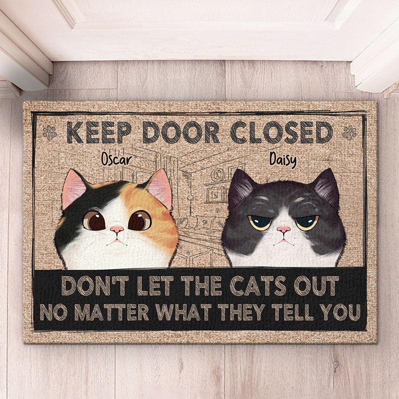 Custom Keep Door Closed Cat Lover Gifts - Personalized Doormat