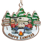 Custom Name Happy Campers Christmas Gifts for Couples - Personalized Ornament
