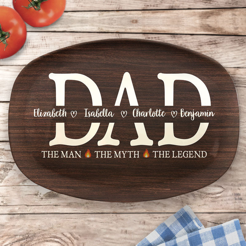 Dad The Man The Grill The Legend - Family Personalized Custom Platter - Father's Day, Birthday Gift For Dad