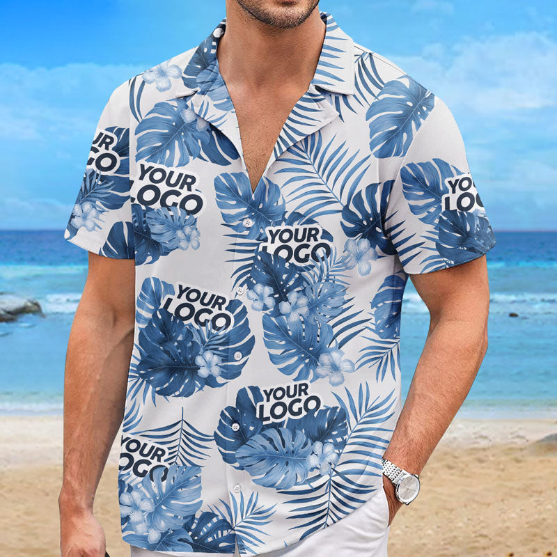 Custom Photo Summer Time - Company Logo Personalized Custom Unisex Tropical Hawaiian Aloha Shirt - Summer Vacation Gift, Gift For Coworker, Team Members