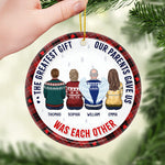 Custom Name Sibling Christmas Gifts - Personalized Ceramic Ornament