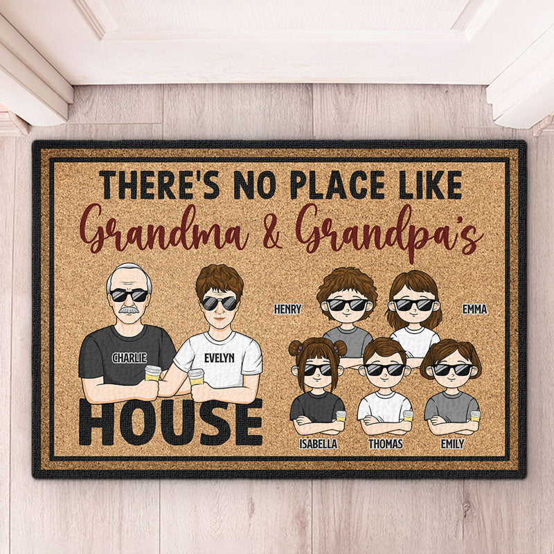 No Place Like Grandpa Grandma House - Family Personalized Custom Decorative Mat - Gift For Grandma, Grandpa