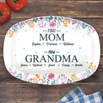 Custom Name First Mom Now Grandma Gifts - Personalized Platter