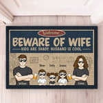 Custom Name Funny Beware of Wife Family Gifts - Personalized Doormat