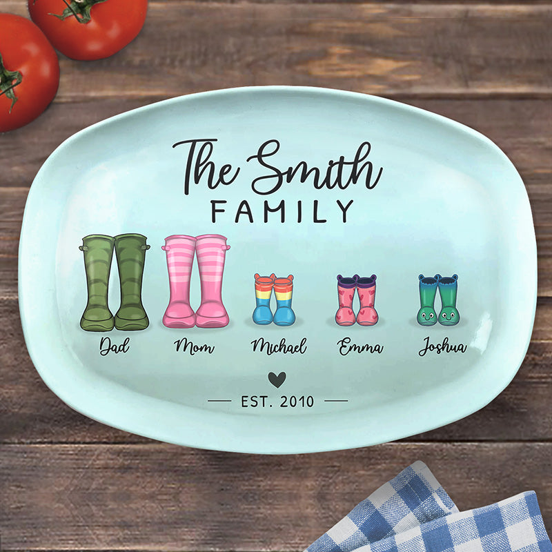 Custom Name Family Rain Boot Gifts - Personalized Platter