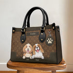 Custom Name Dog Gifts for Dog Lovers - Personalized Leather Handbag