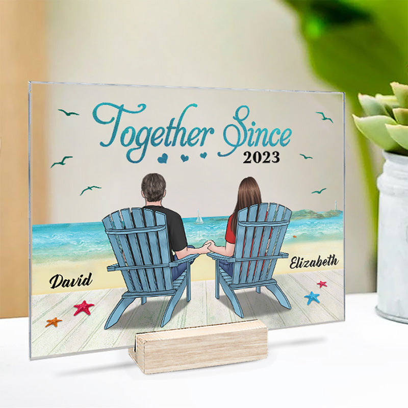 Custom Name Beach Couple Gifts - Personalized Acrylic Plaque