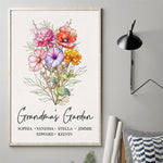 Custom Name Floral Grandma Gifts - Personalized Poster
