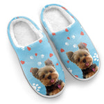Yorkshire Terrier Paw Print Heart Design - Fluffy Slipper