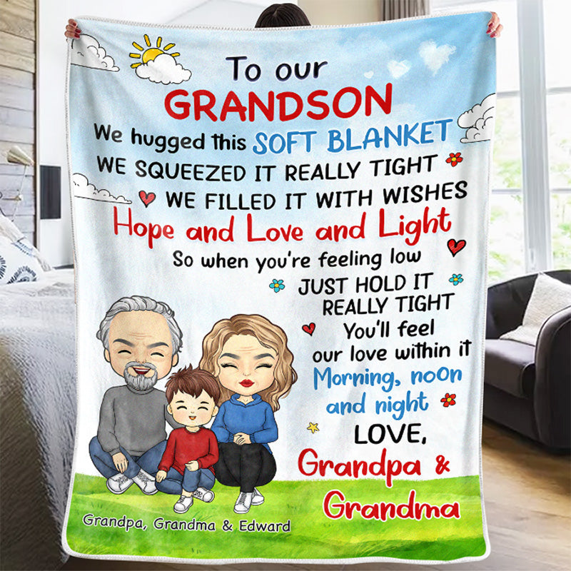 Custom Name Granddaughter Love Gifts from Grandma and Grandpa - Personalized Blanket