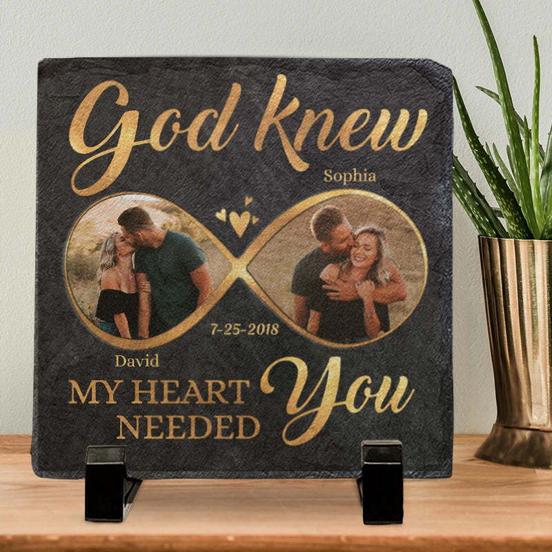 Custom Photo Anniversary Gifts for Couples - Personalized Stone Slate