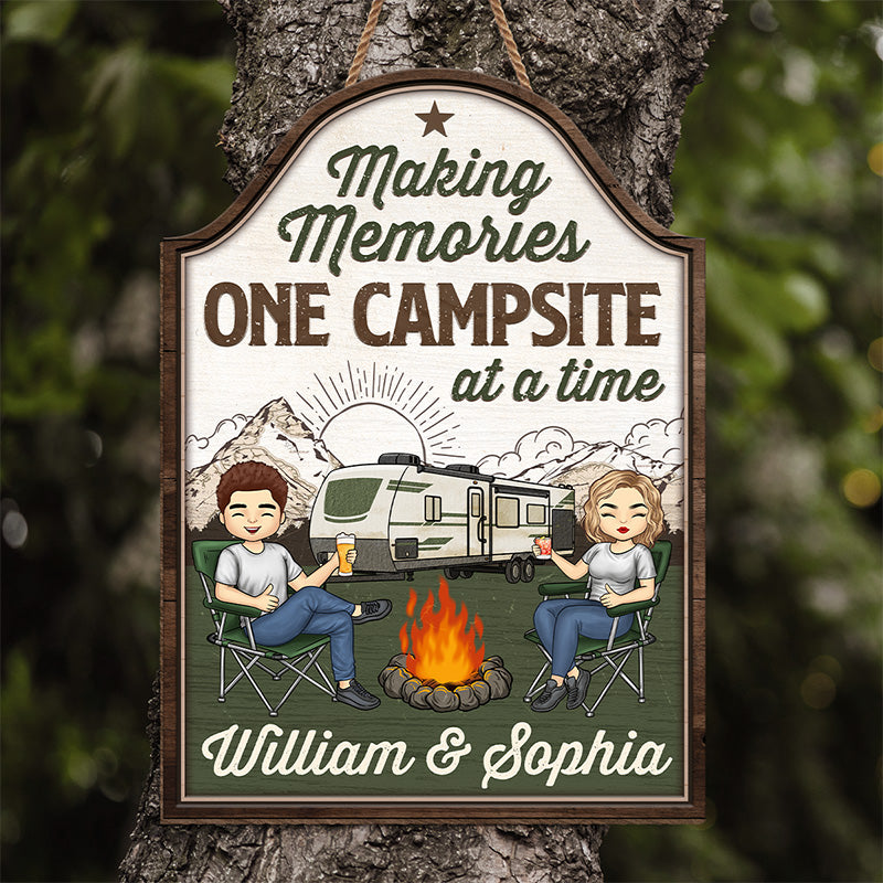 Custom Name RV Camping Gifts for Couples - Personalized Wood Sign