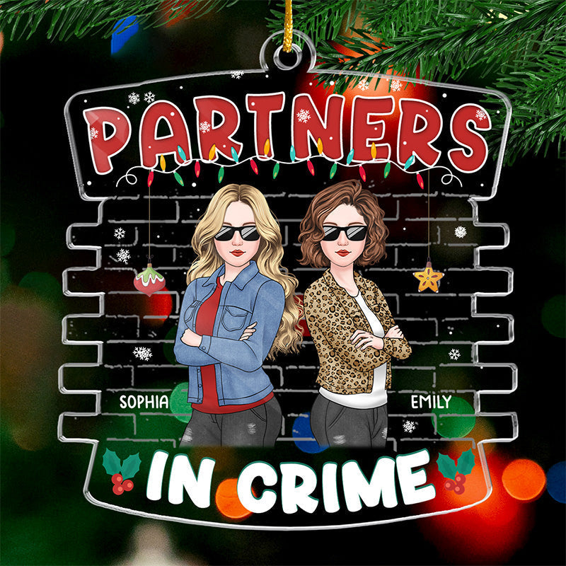 Custom Name Partners in Crime Christmas Gifts for Friends - Personalized Ornament