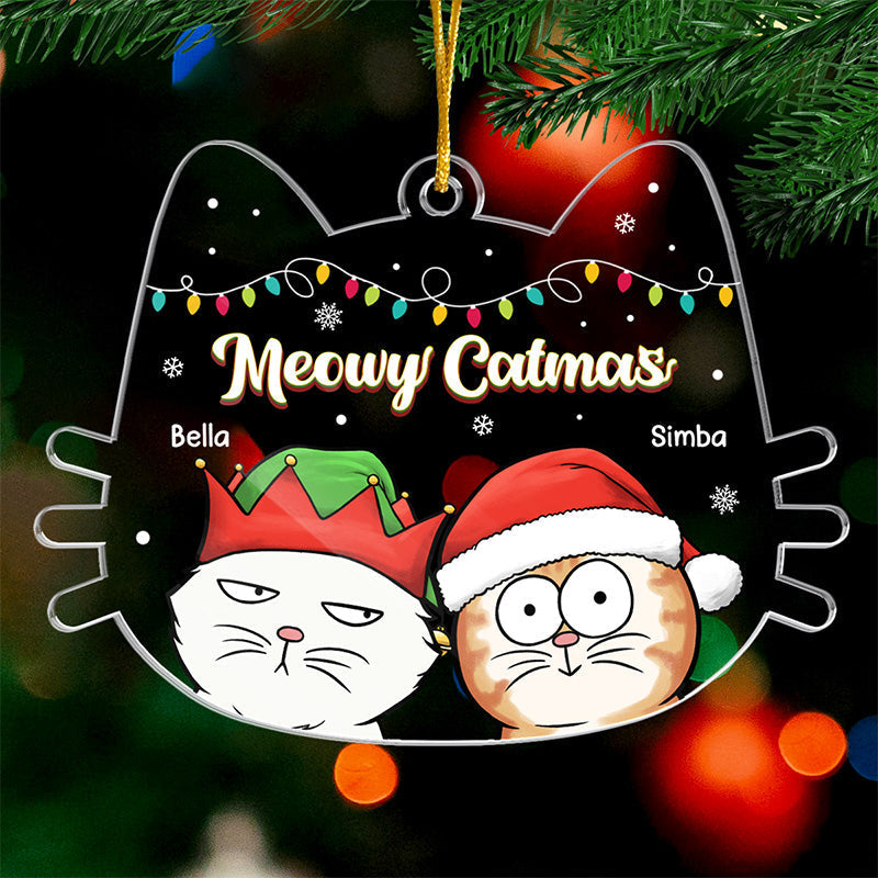 We Meow You A Merry Christmas - Cat Personalized Custom Ornament - Acrylic Cat Shaped - Christmas Gift For Pet Owners, Pet Lovers