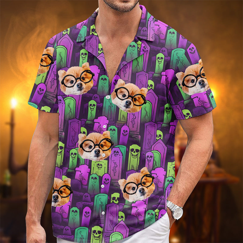 Custom Photo Funny Halloween Graveyard Gifts - Personalized Hawaiian Shirt