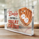 Custom Name Baseball Gifts for Dad - Personalized Shaped Acrylic Plaque