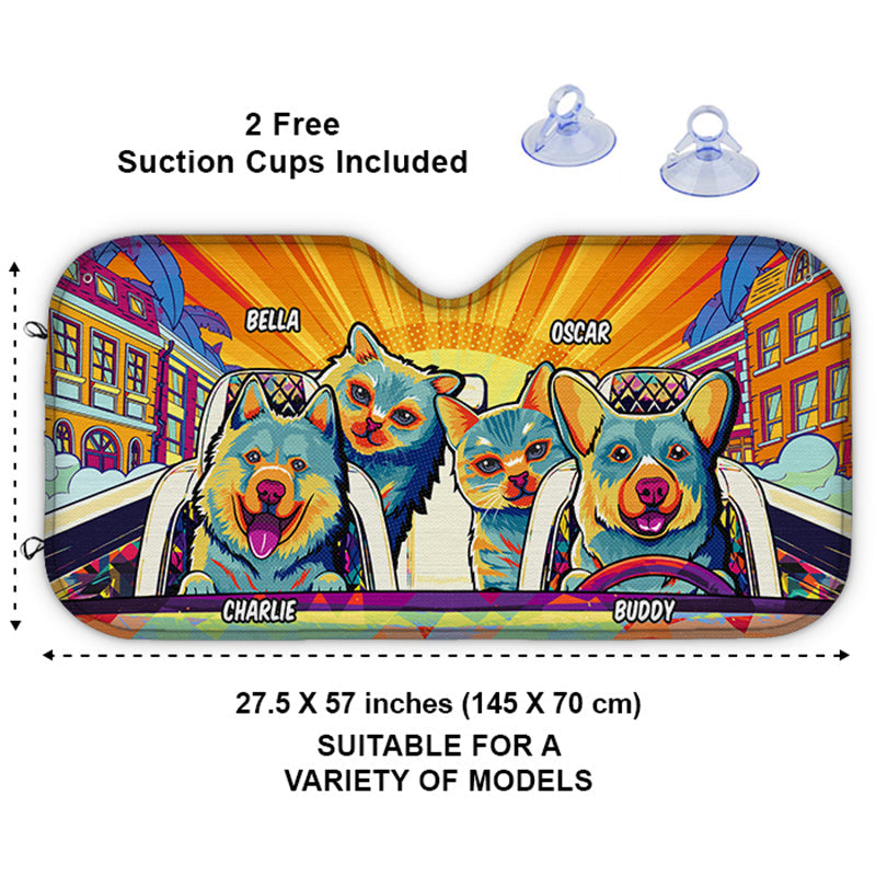 Custom Dog and Cat Character Gifts for Pet Lovers - Personalized Auto Sunshade