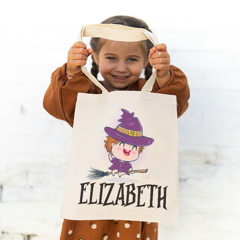 Custom Name Vampire Witch Halloween Gifts for Kids - Personalized Tote Bag