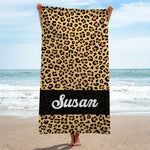 Custom Name Animal Print Beach Gifts for Women - Personalized Beach Towel