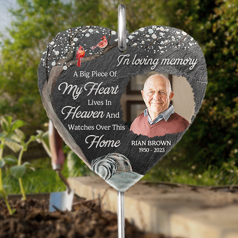 Custom Photo Not A Day Goes By That You're Not Missed - Memorial Personalized Custom Heart Shaped Memorial Garden Slate & Hook - Sympathy Gift For Family Members