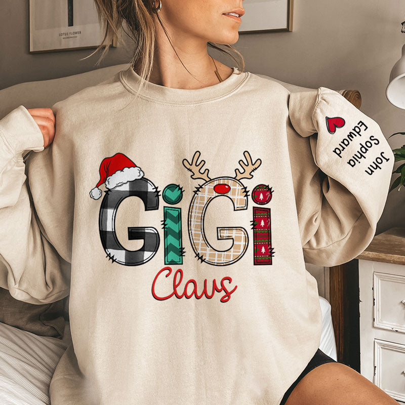 Who Needs Santa I Have My Nana - Family Personalized Custom Unisex Sweatshirt With Design On Sleeve - Christmas Gift For Mom, Grandma