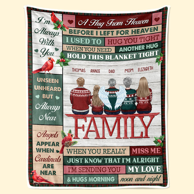 Custom Name Angel Cardinal Memorial Family Gifts - Personalized Blanket