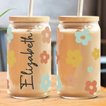 Hippie Daisy Flower Drinkware - Glass Cup