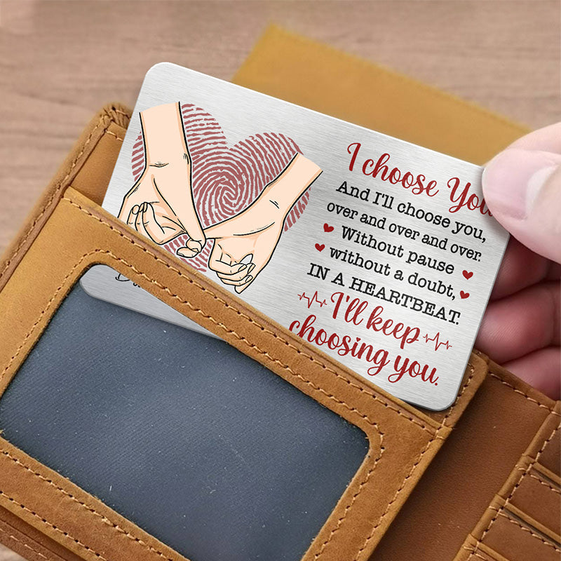 Custom Name Finger Promise Couple Gifts - Personalized Aluminum Wallet Card