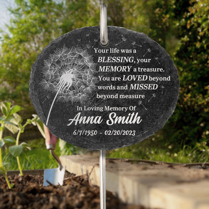 Thank You For Your Blessing Life - Memorial Personalized Memorial Garden Slate & Hook - Sympathy Gift For Family Members