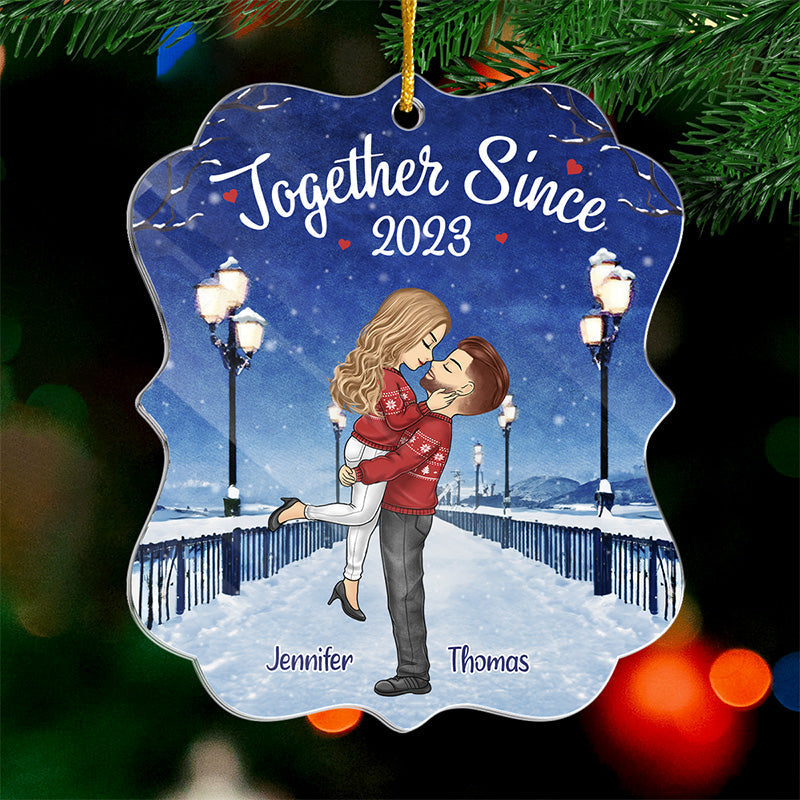 7 Billion Smiles And Yours Is My Favorite - Couple Personalized Custom Ornament - Acrylic Custom Shaped - Christmas Gift For Husband Wife, Anniversary