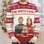 Custom Family Name Pet Portrait Christmas Gifts - Personalized Sweatshirt