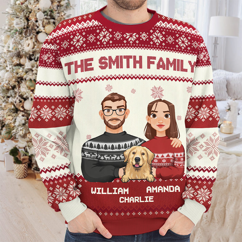 Custom Family Name Pet Portrait Christmas Gifts - Personalized Sweatshirt