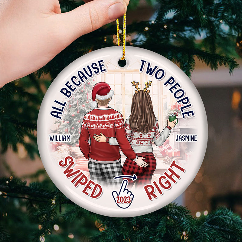Custom Name Funny Christmas Couple Gifts - Personalized Ceramic Ornament