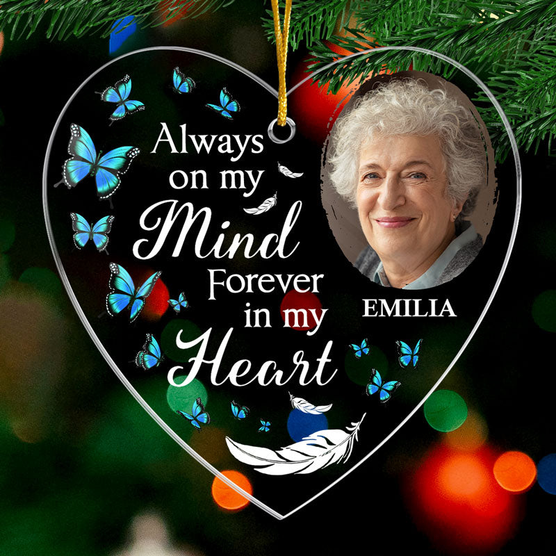 Custom Photo You Are Not Missed - Memorial Personalized Custom Ornament - Acrylic Heart Shaped - Christmas Gift, Sympathy Gift For Family Members