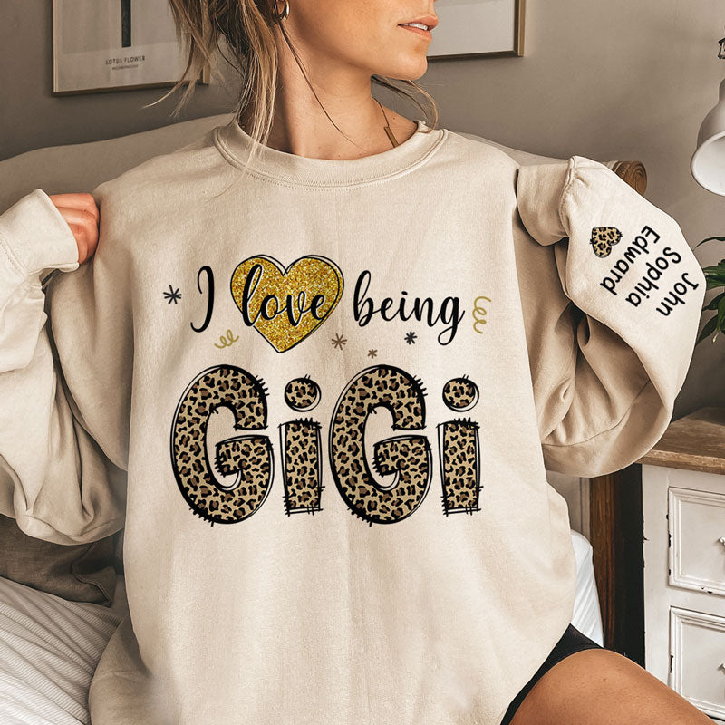 Happiness Is Being A Grandma - Family Personalized Custom Unisex Sweatshirt With Design On Sleeve - Christmas Gift For Mom, Grandma