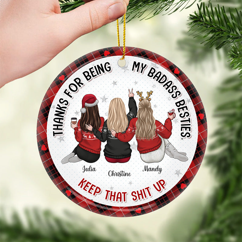 Custom Name Funny Christmas Bestie Gifts - Personalized Ceramic Ornament