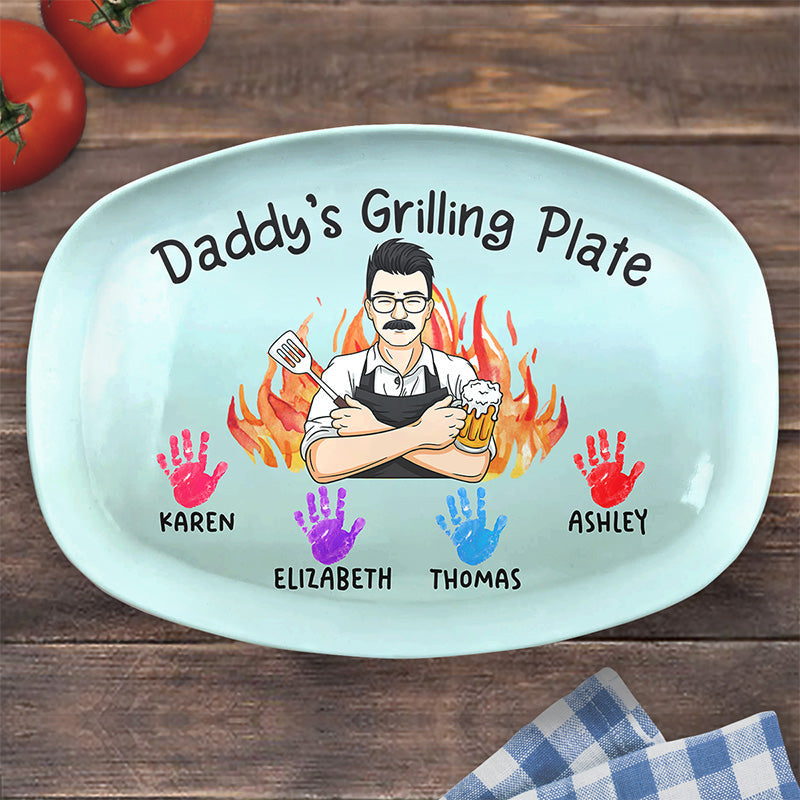 Custom Name Daddy's Grilling Gifts for Dad - Personalized Platter
