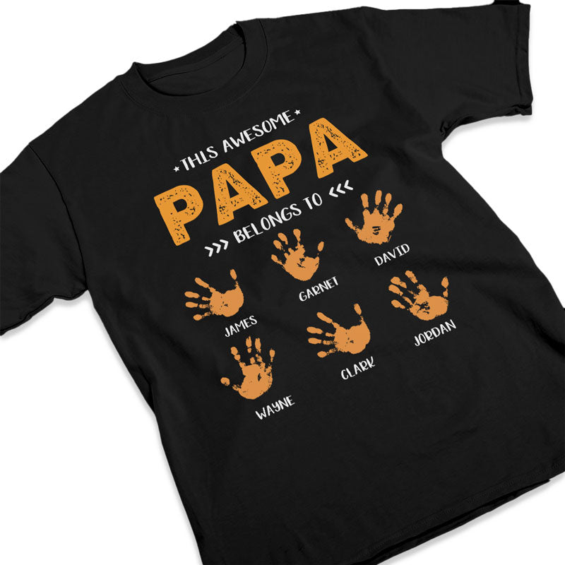This Awesome Papa Belongs To Us - Family Personalized Custom Unisex T-shirt, Hoodie, Sweatshirt - Father's Day, Birthday Gift For Dad