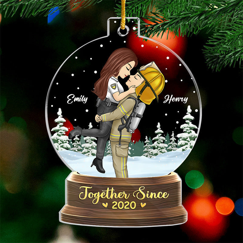 Custom Name Firefighter Couple Christmas Gifts - Personalized Ornament
