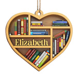 Custom Name Heart Book Lover Christmas Gifts - Personalized Ornament