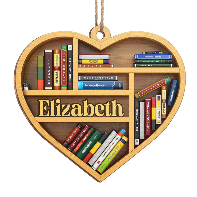 Custom Name Heart Book Lover Christmas Gifts - Personalized Ornament