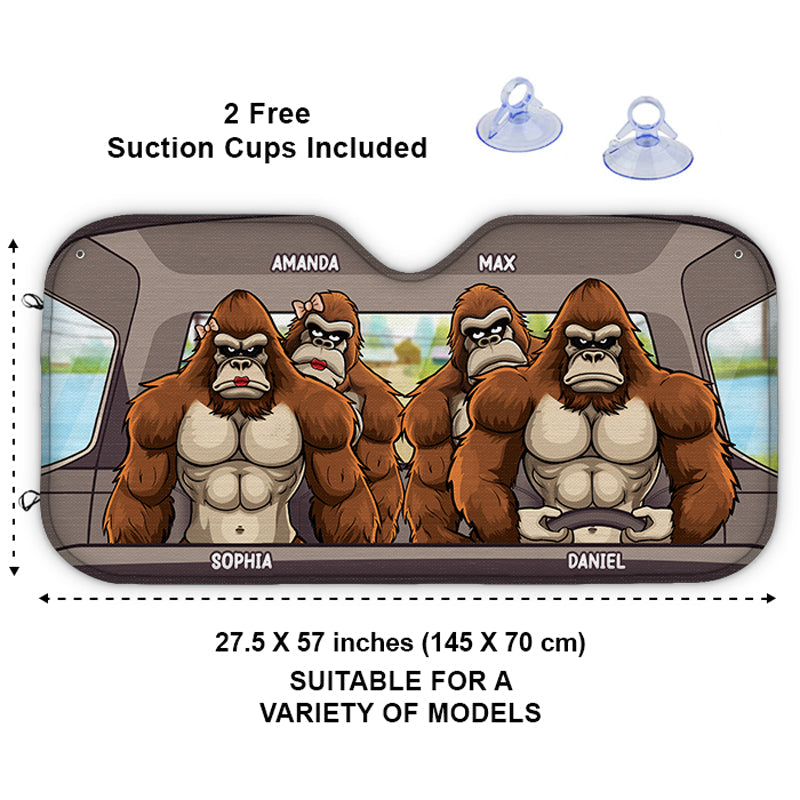 Custom Name Gorilla Family Gifts - Personalized Auto Sunshade