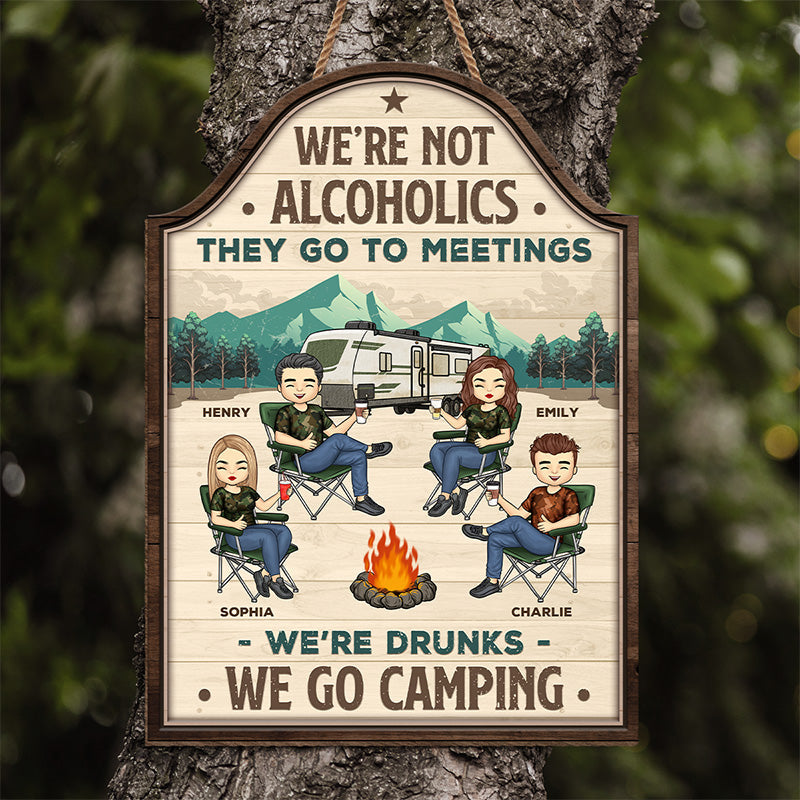 Our Camper The Friendship Is Free - Camping Personalized Custom Shaped Home Decor Wood Sign - House Warming Gift For Best Friends, BFF, Sisters, Camping Lovers